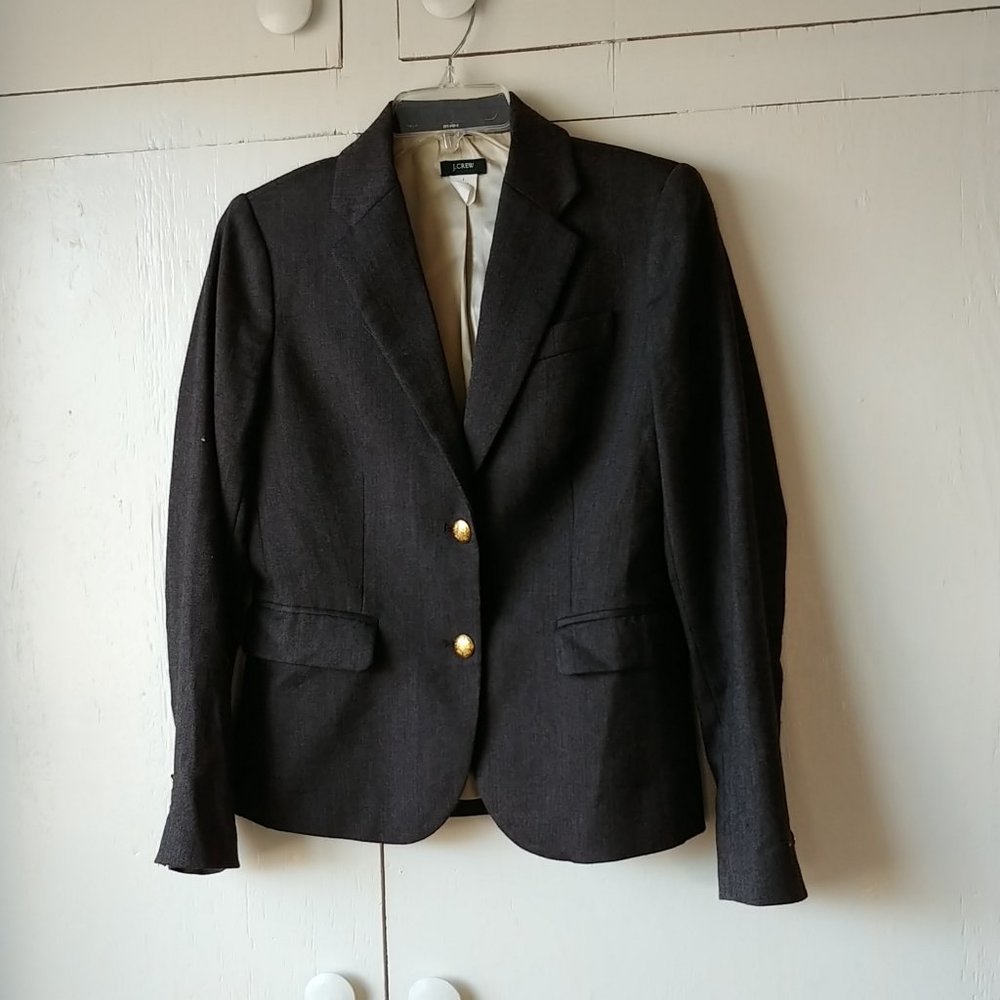 J. Crew Boyfriend Blazer Wool Dark 17072 Gray SZ 2